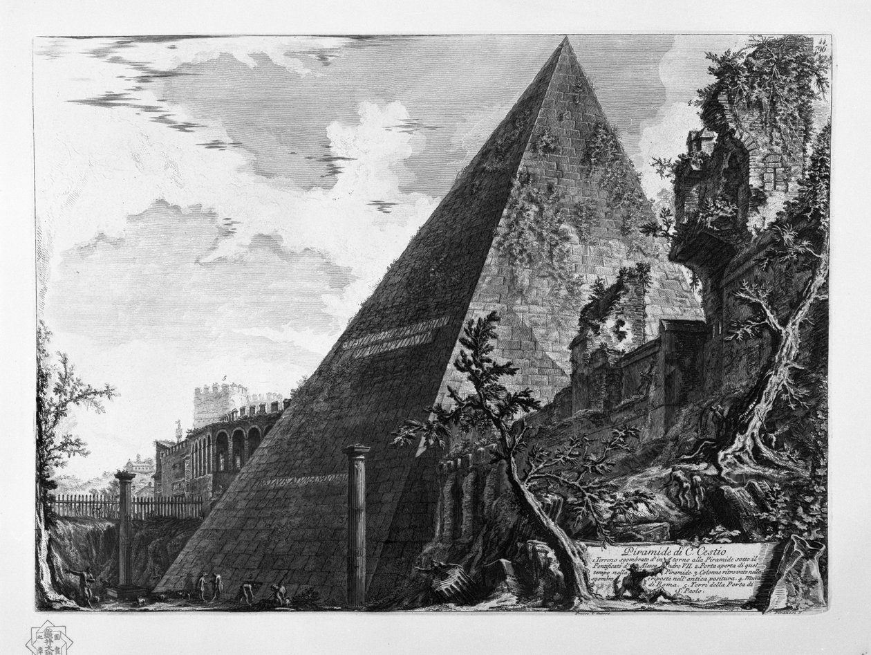 Piramide van C. Cestio door Giovanni-Battista Piranesi