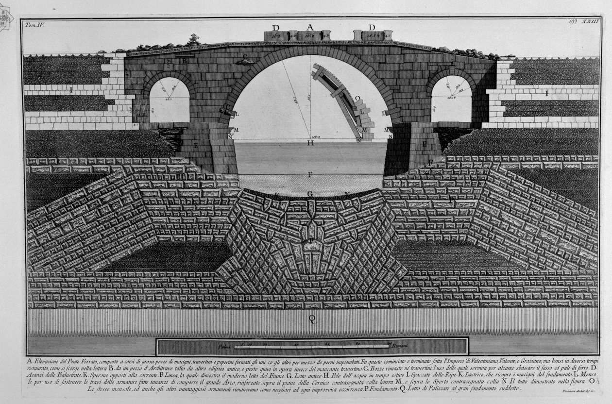 IJzeren brug door Giovanni-Battista Piranesi