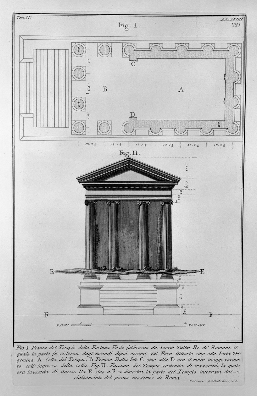 Tempel van Portunus door Giovanni-Battista Piranesi