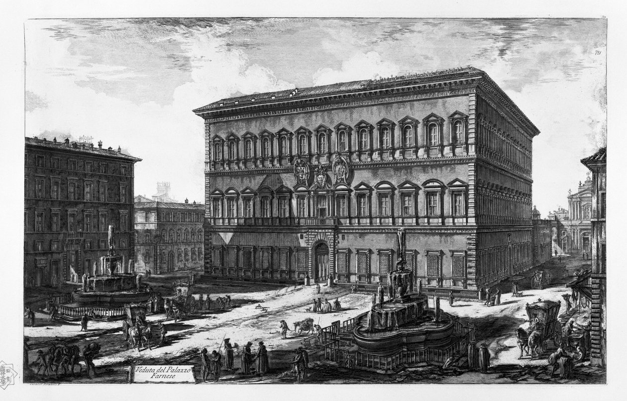 Gezicht op het Palazzo Farnese door Giovanni Battista Piranesi