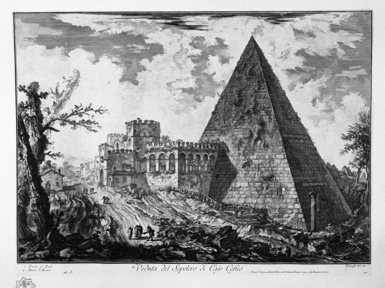 Veduta van het graf van Cajo Cestio door Giovanni Battista Piranesi