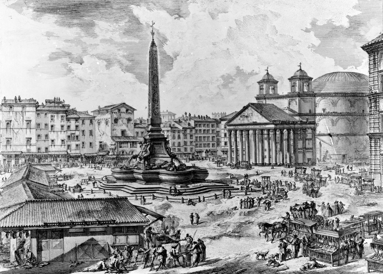 Uitzicht op de Piazza della Rotonda, uit de 