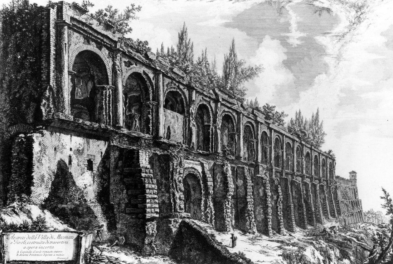 Zicht op de Villa van Maecenas in Tivoli, uit de 