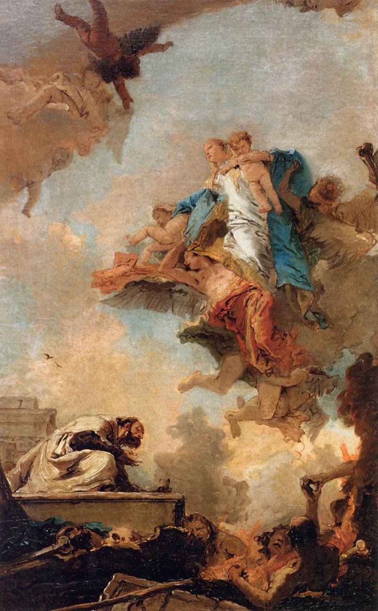 Verschijning van de Maagd aan Sint Simon Stock door Giovanni-Battista Tiepolo