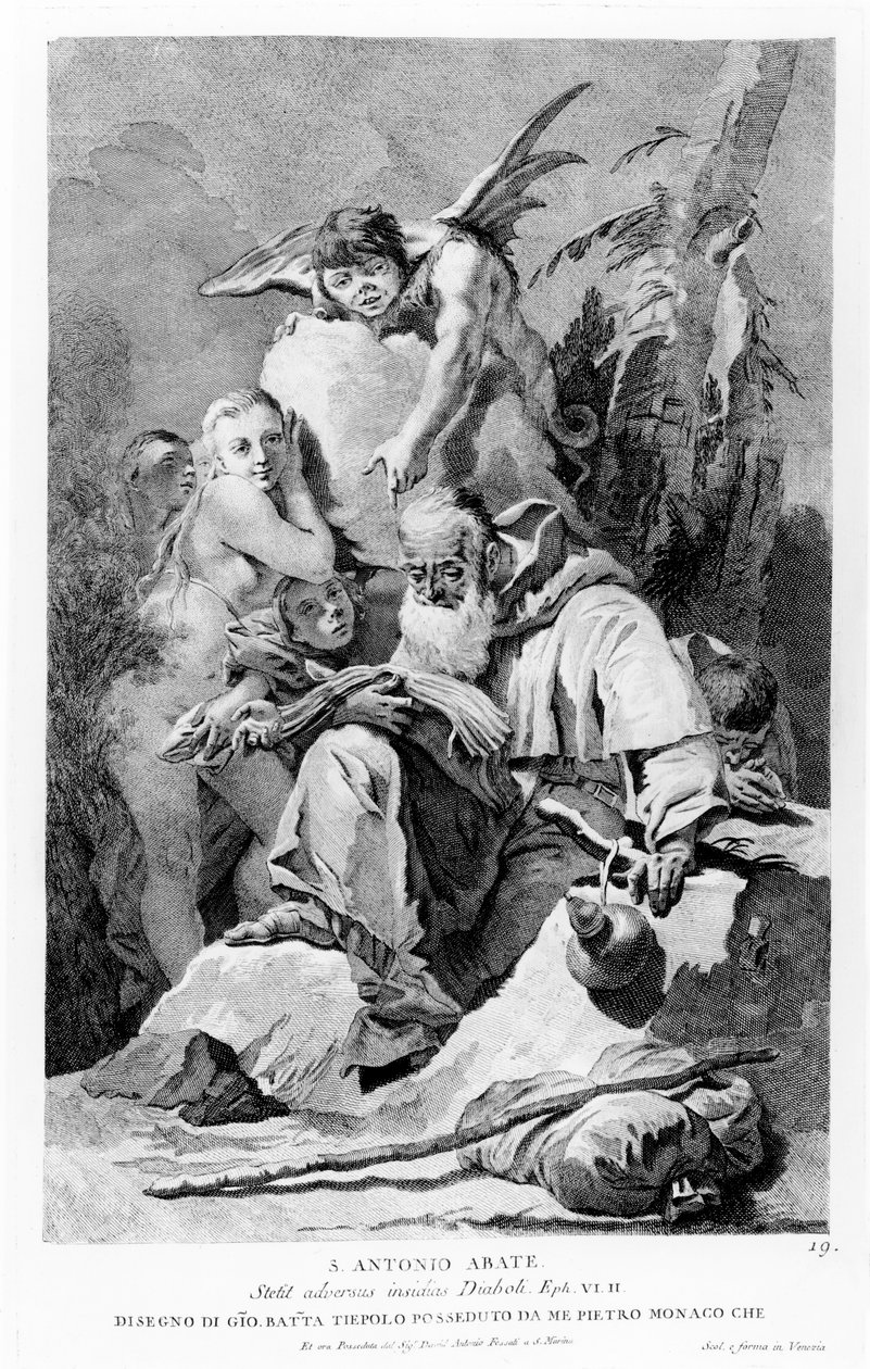 St. Antonius Abt die de verleidingen van de duivel doorstaat door Giovanni-Battista Tiepolo
