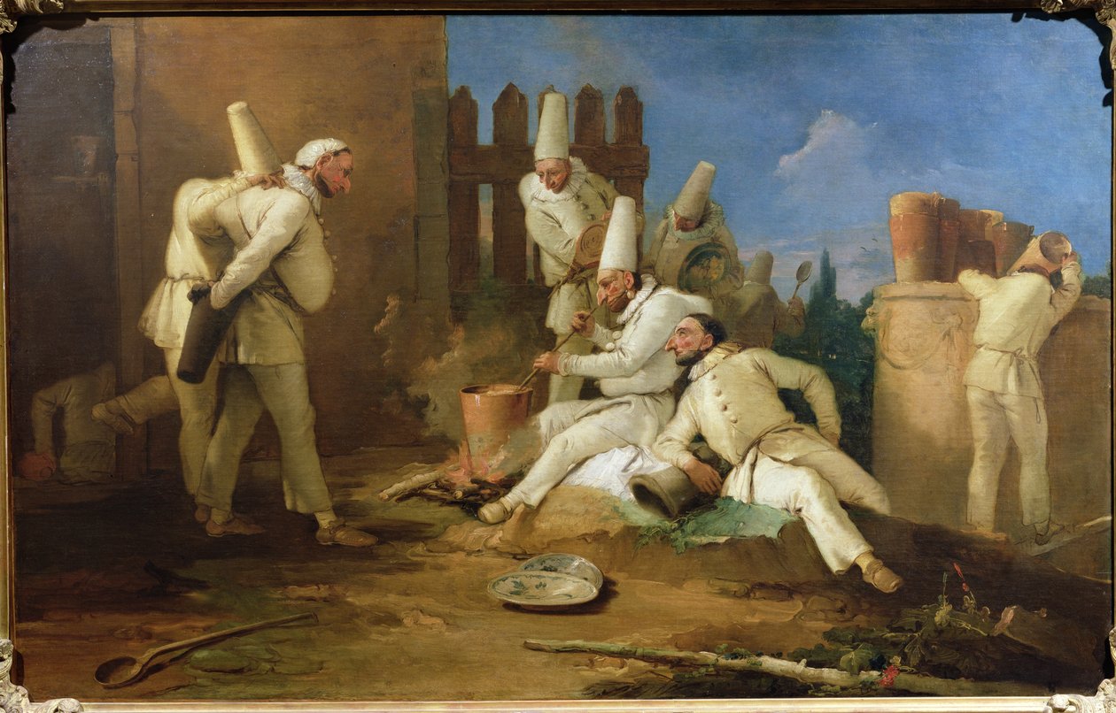 De keuken van Punchinello door Giovanni Battista Tiepolo