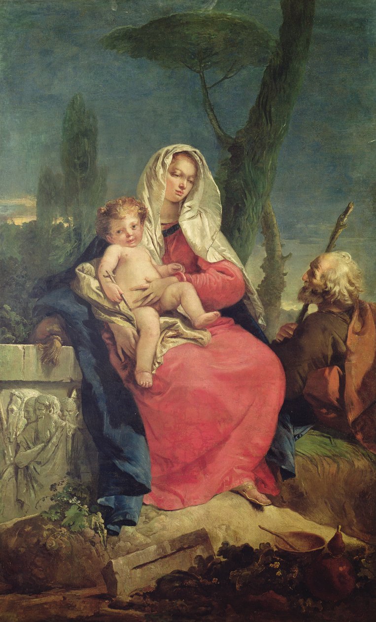 De rust op de vlucht naar Egypte door Giovanni-Battista Tiepolo