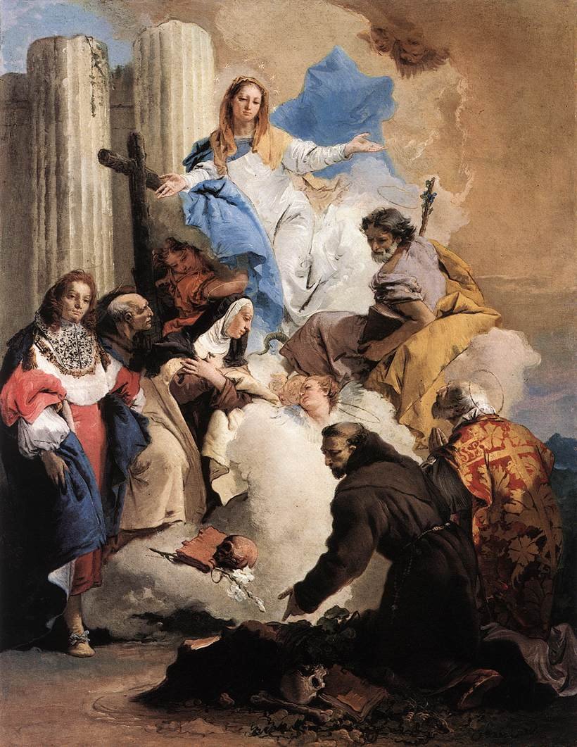 De Maagd met zes heiligen door Giovanni Battista Tiepolo