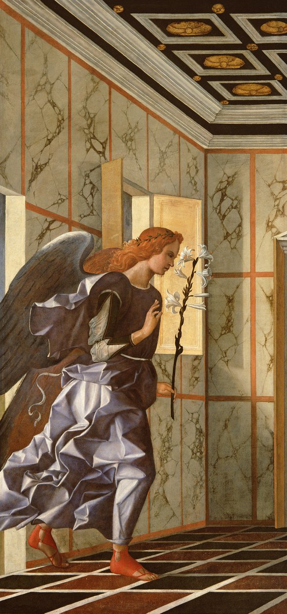 De aartsengel Gabriël, uit het Annunciatie-diptiek, ca.1500 (na restauratie in 1998) door Giovanni Bellini