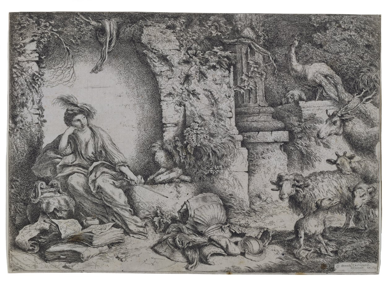 Circe verandert de mannen van Odysseus in beesten, begin 1650s door Giovanni Benedetto Castiglione