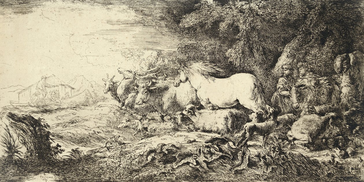 De ark van Noach door Giovanni Benedetto Castiglione