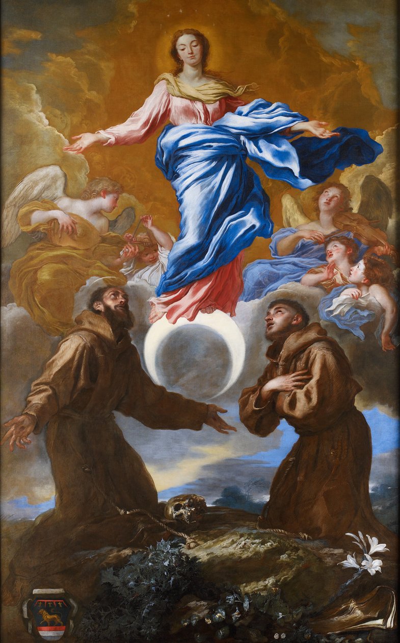 De Onbevlekte Ontvangenis met Heiligen Franciscus van Assisi en Antonius van Padua, 1650 door Giovanni Benedetto Castiglione