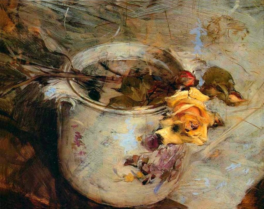 De roos in vaas van Sassonia door Giovanni Boldini