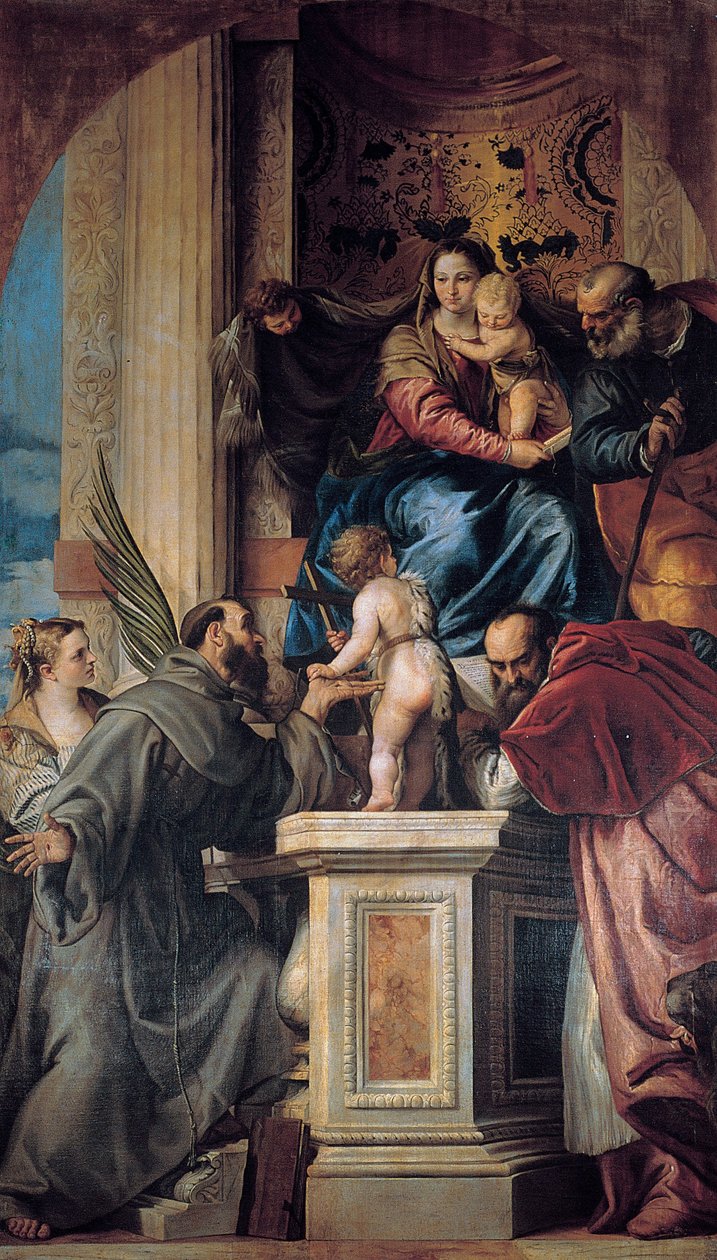 Madonna met het kind en de heiligen door Giovanni Battista Bonacina
