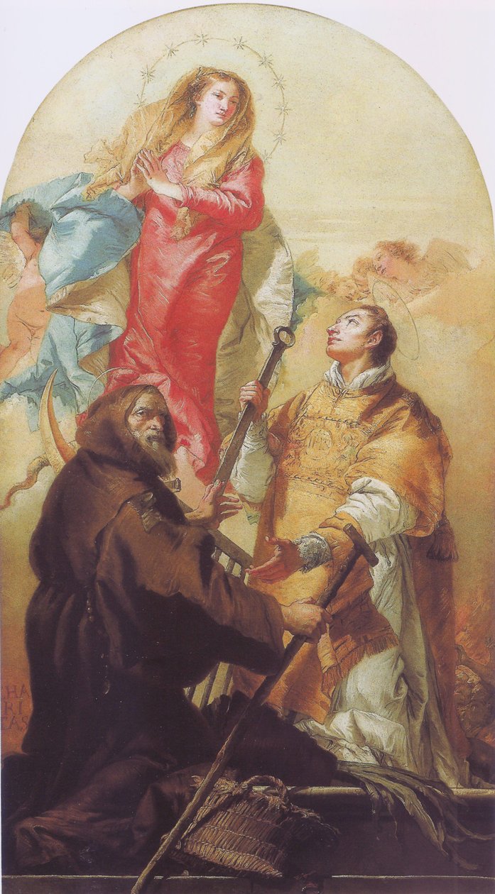 De Maagd in Glorie met San Lorenzo en San Francesco di Paola door Giovanni Domenico Tiepolo