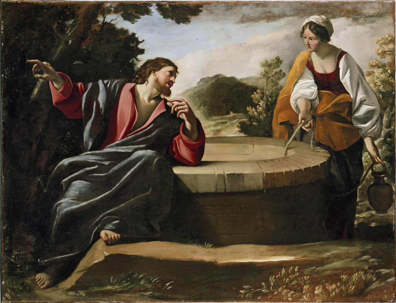 Christus en de vrouw van Sarnaca door Giovanni Lanfranco
