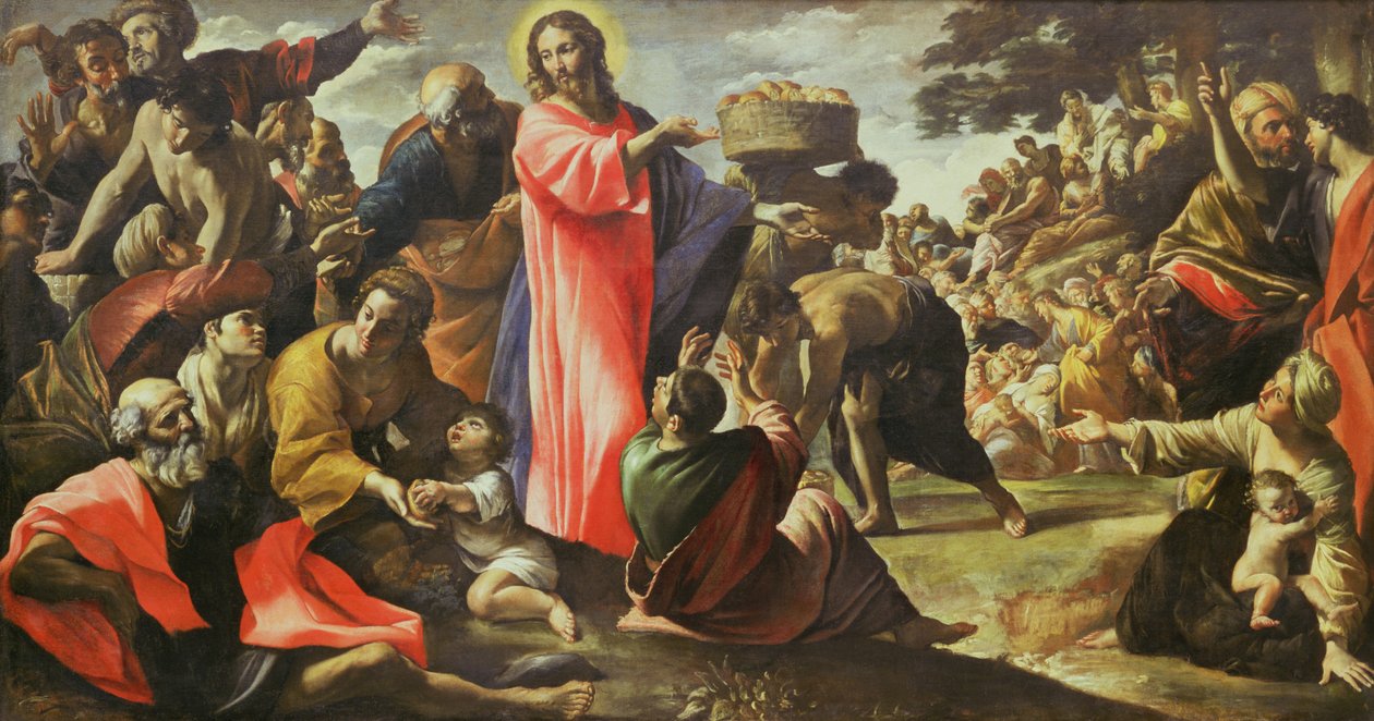De Vermenigvuldiging van de Broden en Vissen, 1620-5 door Giovanni Lanfranco