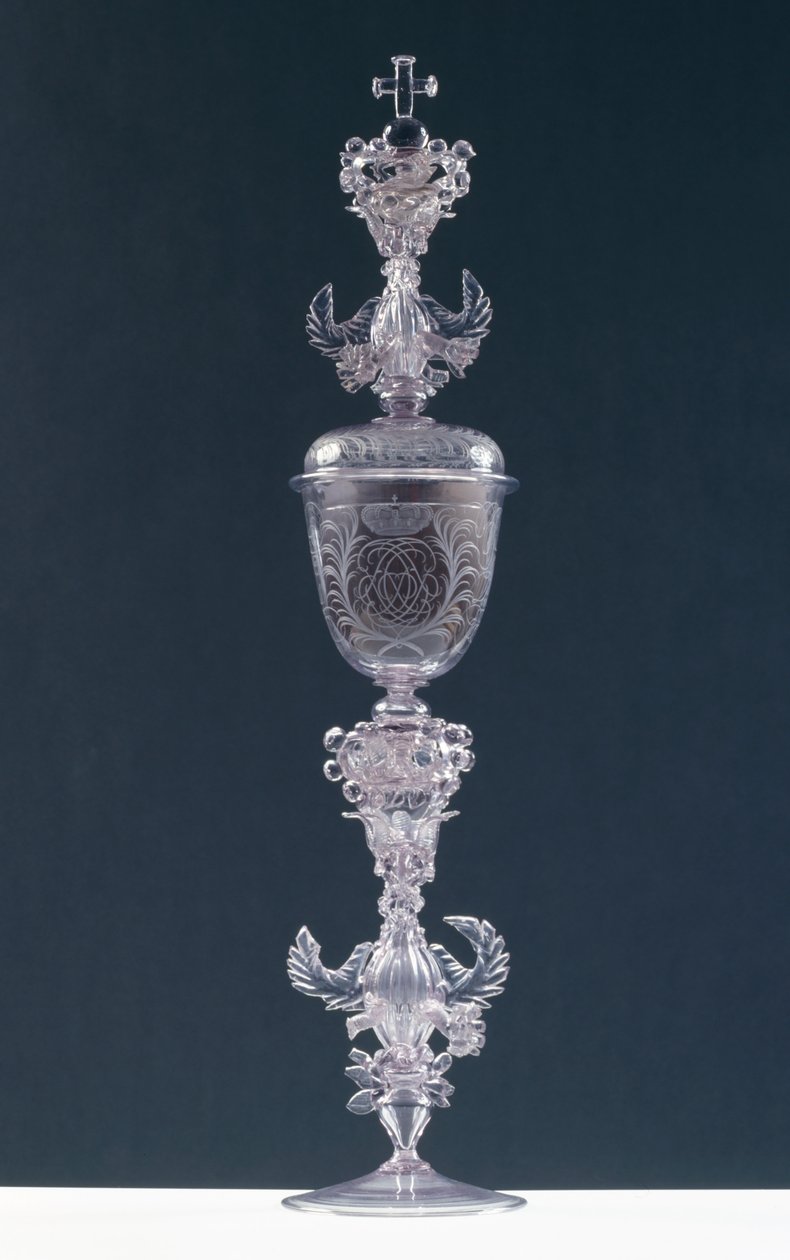 Beker met deksel, gegraveerd met het monogram van Frederik III, keurvorst van de Palts door Giovanni Pallada