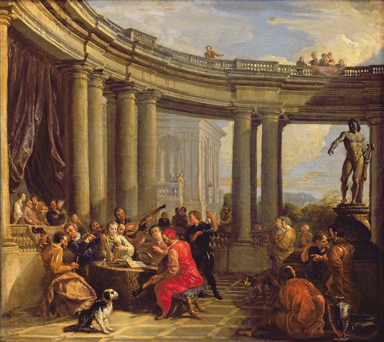 Concert in een ronde galerij door Giovanni Paolo Pannini