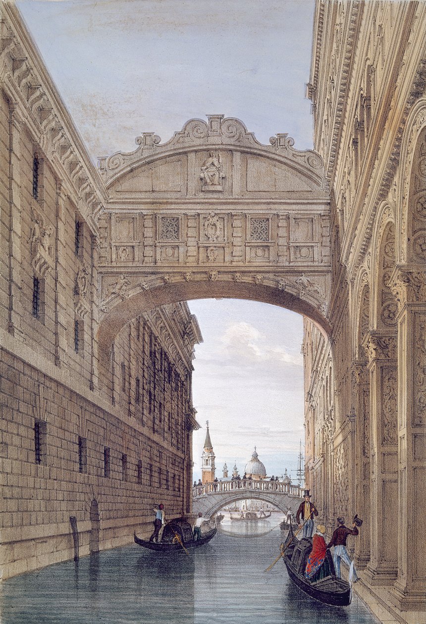 De Brug der Zuchten, Venetië, gegraveerd door Lefevre door Giovanni Pividor