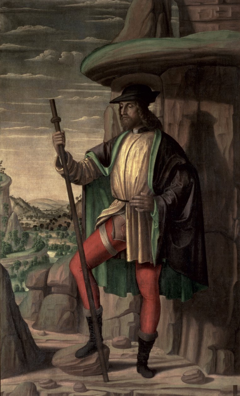 St. Rochus door Giovanni Santi or Sanzio