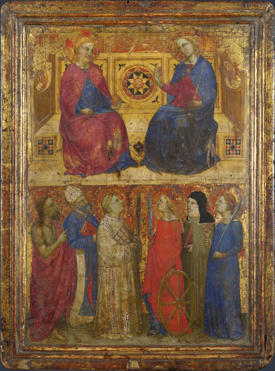 Cristo e la Vergine e sei Santi door Giovanni da Milano