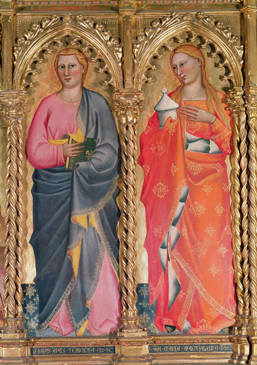 St. Johannes en St. Maria Magdalena, detail (detail) door Giovanni del Biondo dal Casentino