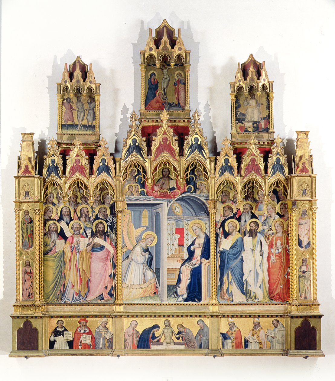 Annunciatie met heiligen door Giovanni di Niccolo del Biondo
