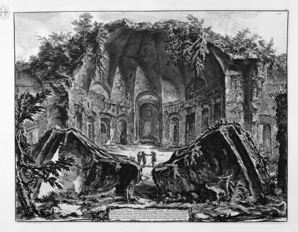 Overblijfselen van de tempel van de god Canopus in de Villa Adriana in Tivoli door Giovanni Battista Piranesi