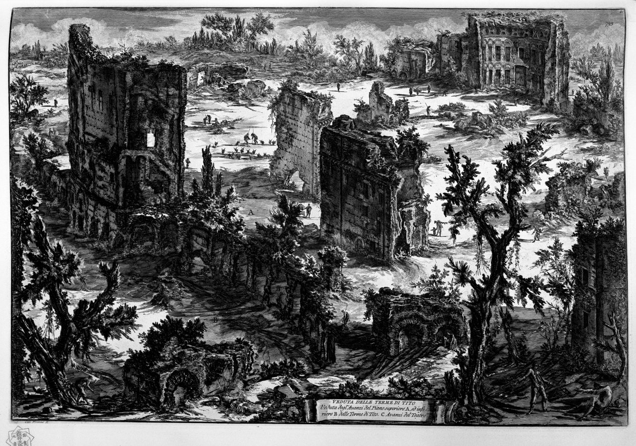 Veduta delle Terme di Tito door Giovanni Battista Piranesi