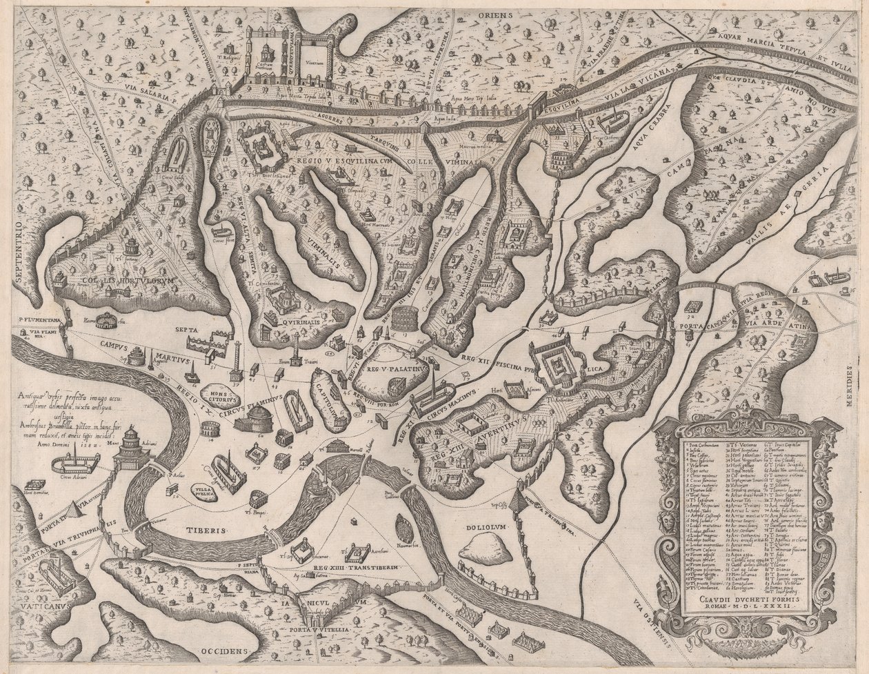 Speculum Romanae Magnificentiae: Oud Rome en zijn Heuvels, vanuit het Westen door Giovanni Ambrogio Brambilla