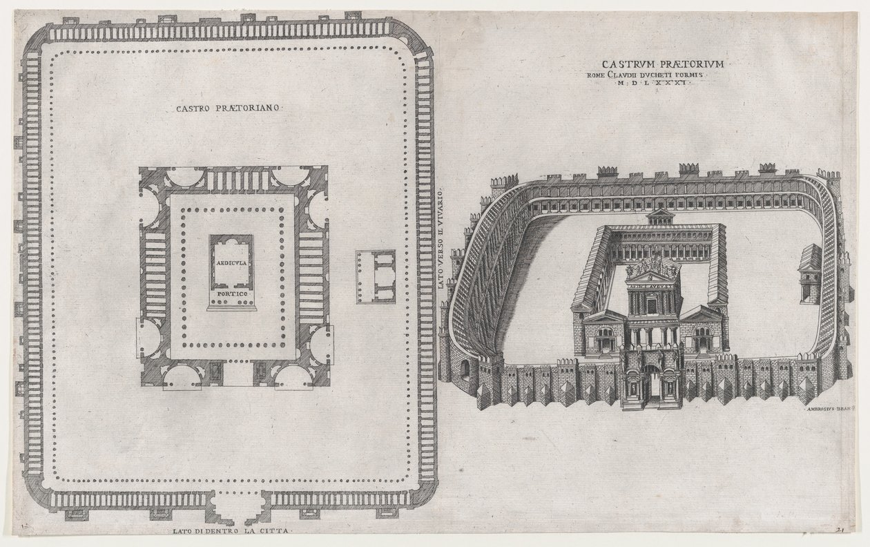 Speculum Romanae Magnificentiae: Castrum Praetorium door Giovanni Ambrogio Brambilla
