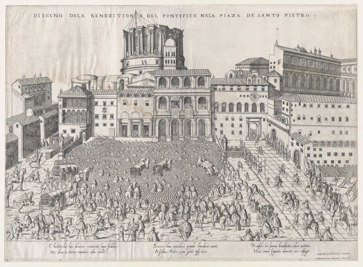 Speculum Romanae Magnificentiae: Pauselijke Zegen, laat 16e eeuw door Giovanni Ambrogio Brambilla