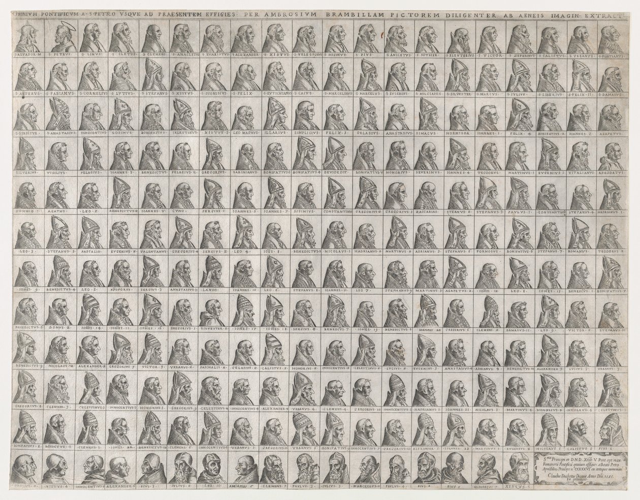 Speculum Romanae Magnificentiae: Kleine portretten van de pausen van Christus tot Sixtus V door Giovanni Ambrogio Brambilla