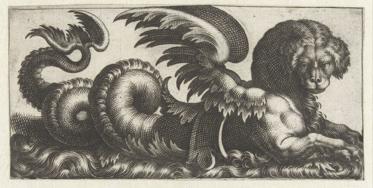 Gevleugelde zeehond met een soort zadel op zijn rug door Giovanni Andrea Maglioli