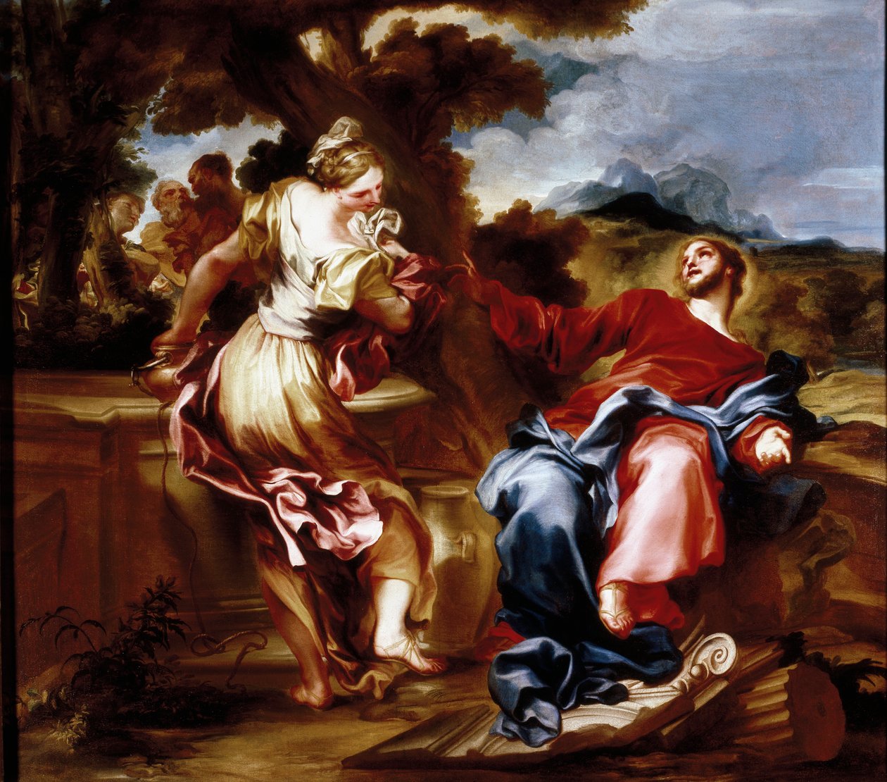 Christus en de Samaritaan door Giovanni Andrea di Ferrari