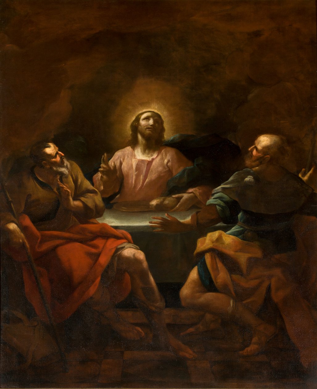 Kapel van het Heilig Sacrament, Tweede overspanning zuidzijde, Avondmaal van Emmaus (1750) door Giovanni Angelo Borroni