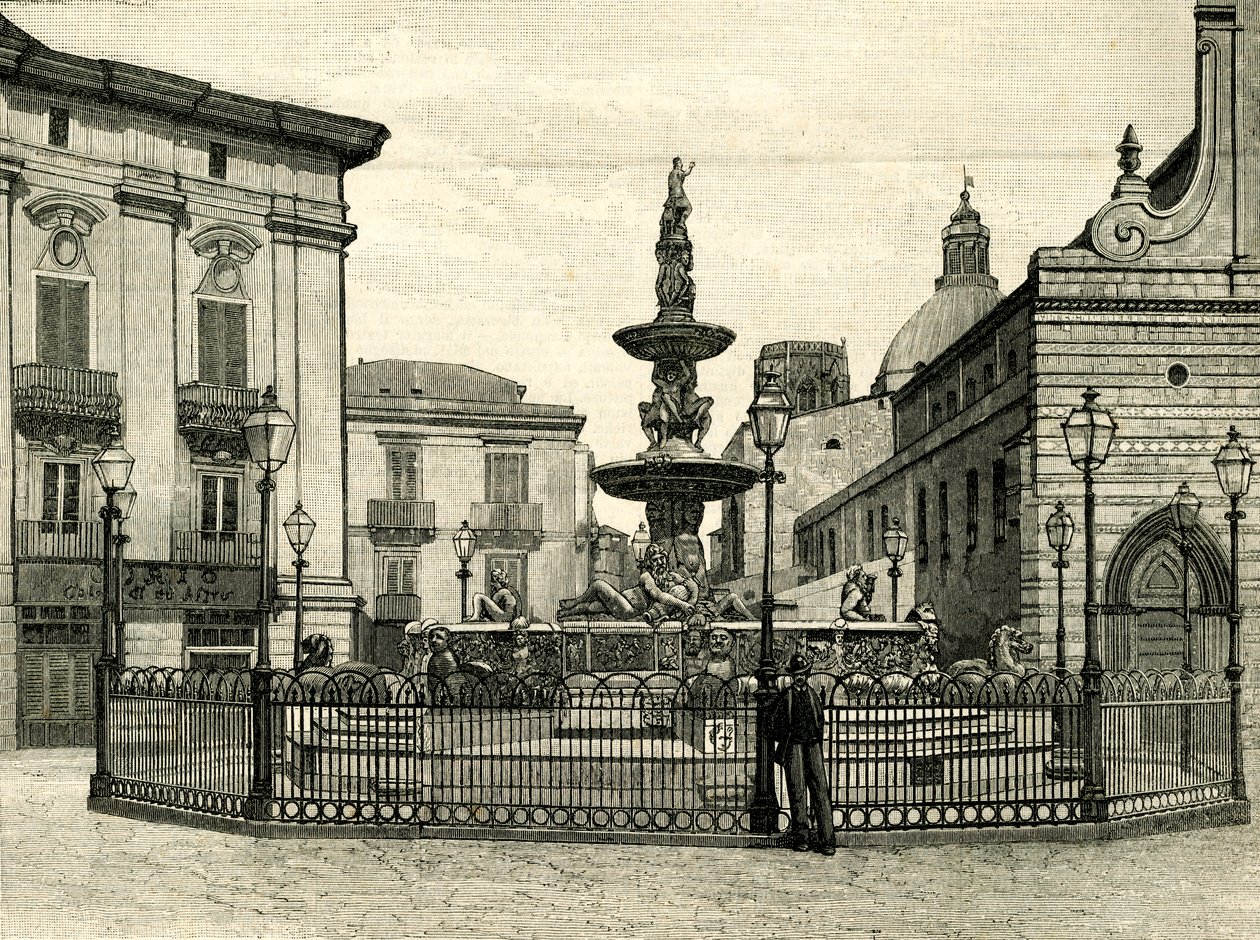De Fontein van Orion, Piazza Duomo, Messina, Sicilië, Italië door Giovanni Angelo Montorsoli