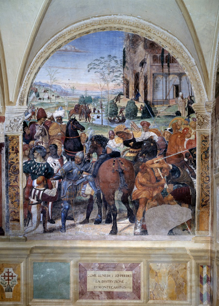 Hoe Benedictus de vernietiging van Monte Cassino voorspelt (detail) door Giovanni Antonio Bazzi Sodoma