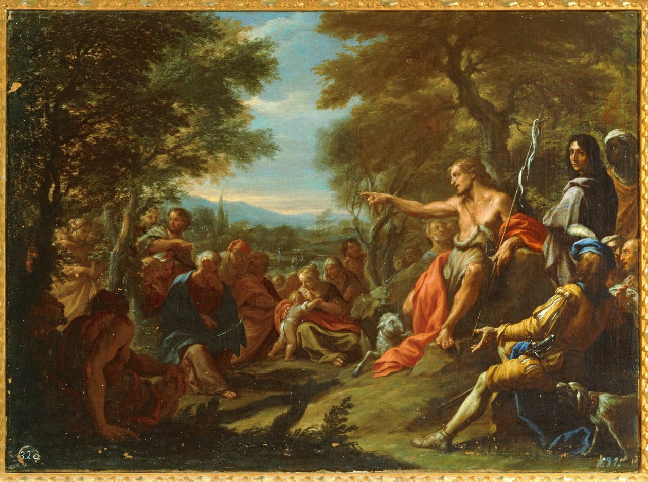 Johannes preekt (schilderij) door Giovanni Antonio Bazzi Sodoma