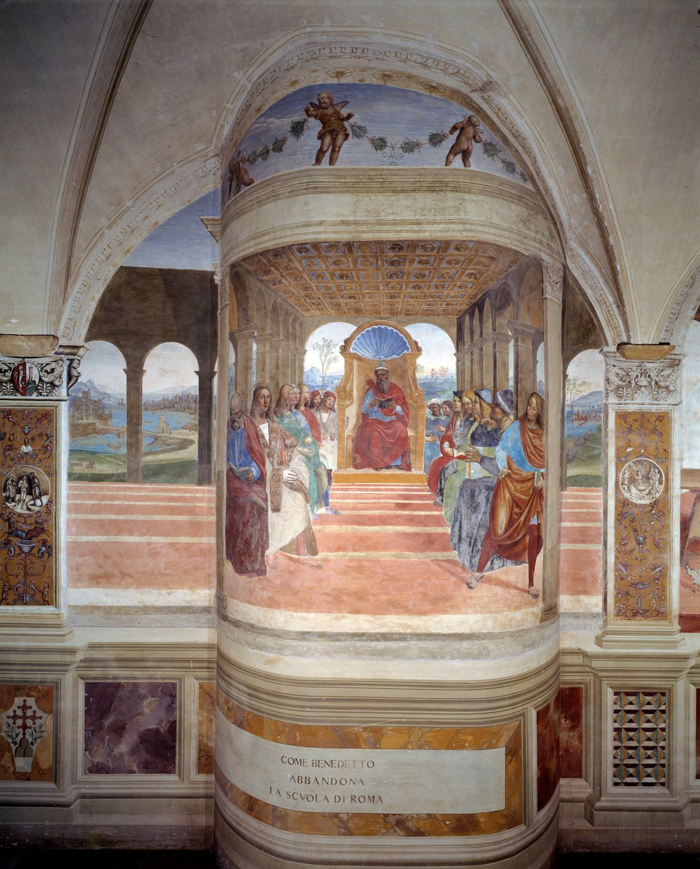St. Benedictus verlaat de school van Rome (fresco)