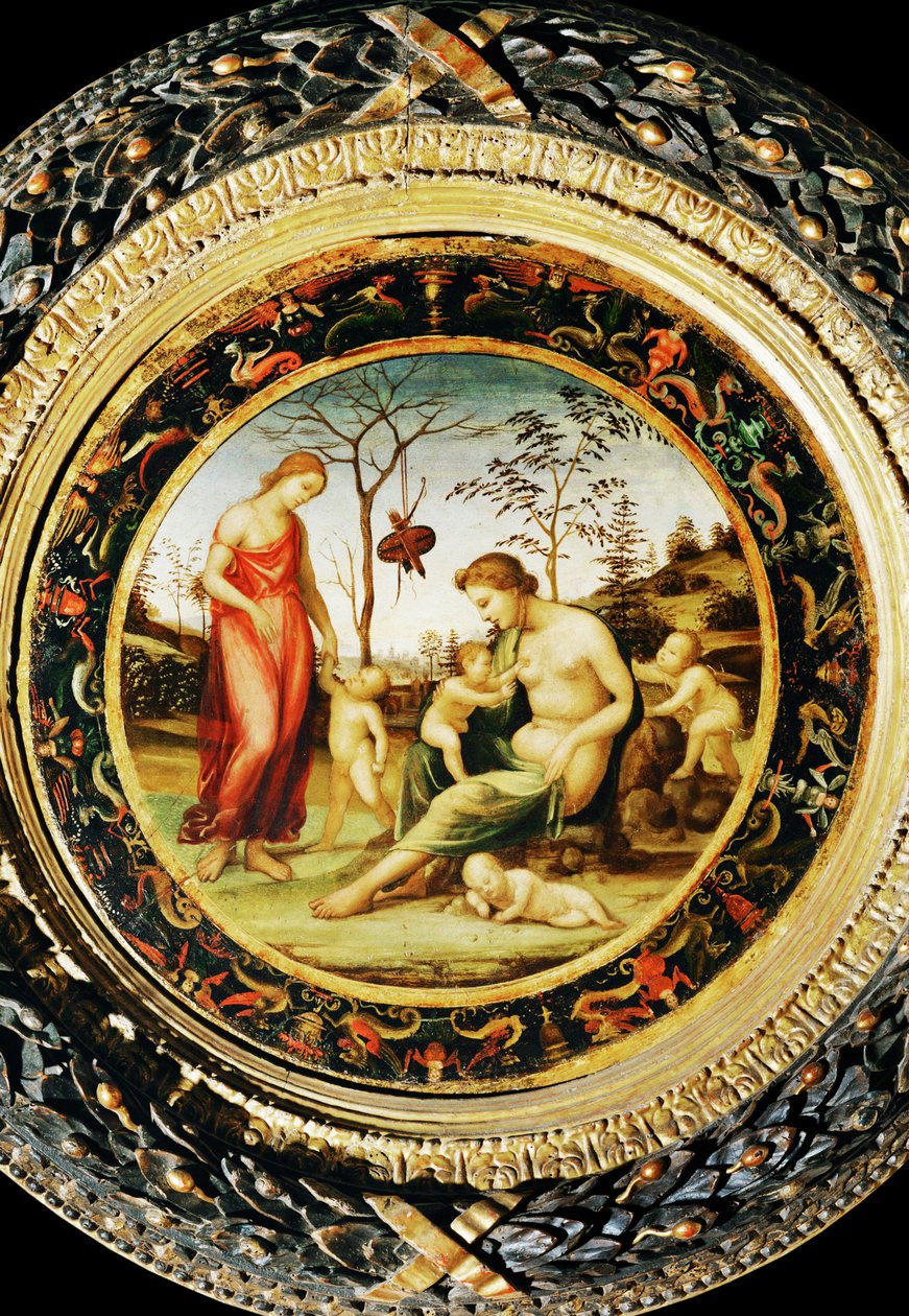Venus terrestre met Eros en Venus celeste met Anteros en twee cupido