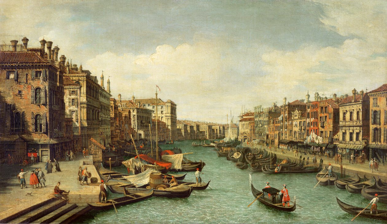Het Grote Kanaal bij de Rialtobrug, Venetië, ca. 1730 door Giovanni Antonio Canal