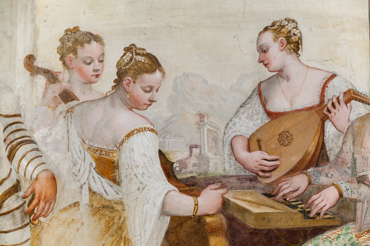Hofdames, detail van Het Concert, Grote Zaal, ca.1570 door Giovanni Antonio Fasolo