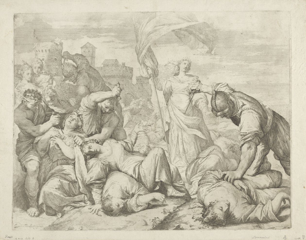 Het martelaarschap van de heilige Ursula en haar metgezellinnen door Giovanni Antonio Lorenzini
