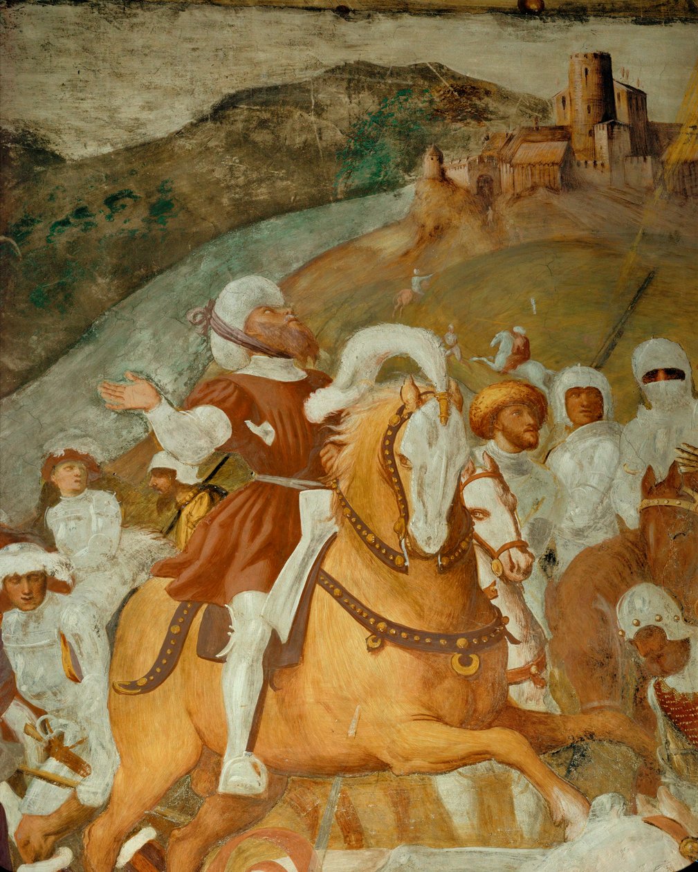 Een metgezel van Sint Paulus geschrokken van het licht door Giovanni Antonio Pordenone