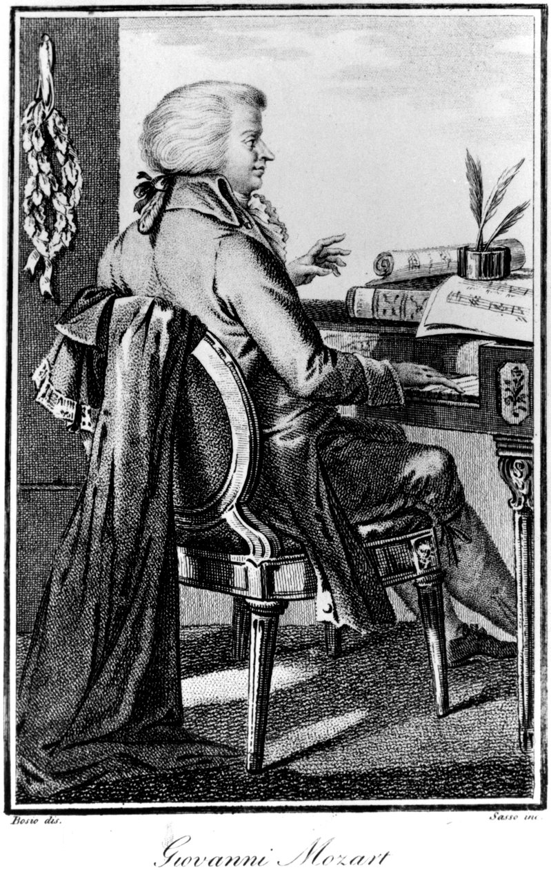 Wolfgang Amadeus Mozart, Oostenrijkse componist, ca. 1784-1827 door Giovanni Antonio Sasso