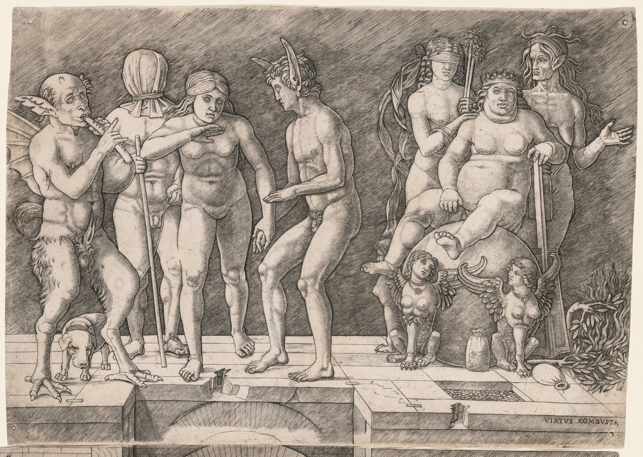 Allegorie van de Val van de Onwetende Mensheid: Virtus Combusta, c. 1500-1505 door Giovanni Antonio da Brescia