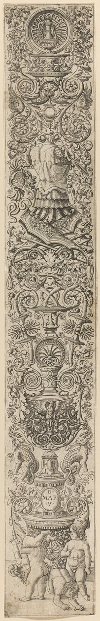 Vier kinderen aan het spelen, plaat zeven van Twaalf ornamentpanelen door Giovanni Antonio da Brescia