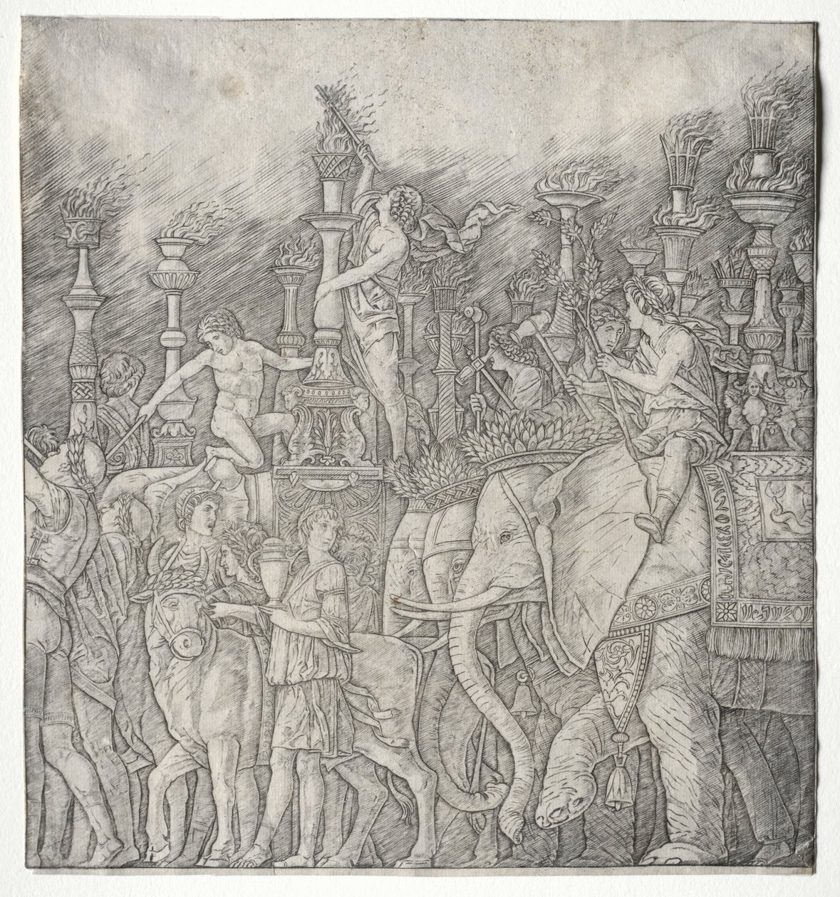 De triomfen van Caesar:  De olifanten door Giovanni Antonio da Brescia